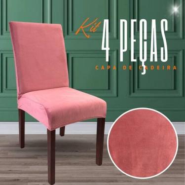 Imagem de Kit 4 Capas de Cadeira Linha Premium Suede - Rosa Chá - OK Darling
