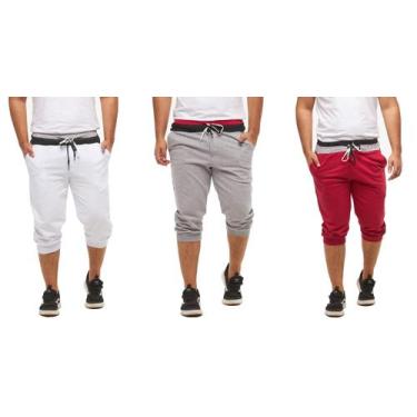 Imagem de Kit com 03 bermudas de moletom saruel skinny masculino - Wooks, GG, Br