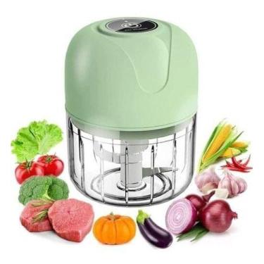 Imagem de Mini Processador Alimentos Alho Elétrico Recarregável Usb Cor Verde - 