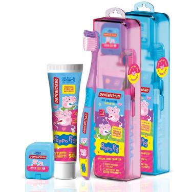 Imagem de Kit Escova + Fio Dental + Gel + Enxaguante -peppa Pig - Azul