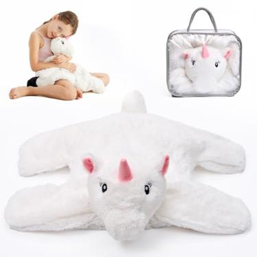 Imagem de L'AGRATY Almofada de colo ponderada para crianças 3,2 kg, necessidades sensoriais animais de pelúcia ponderados cobertor de colo macio brinquedo sensorial para crianças adolescentes adultos capa