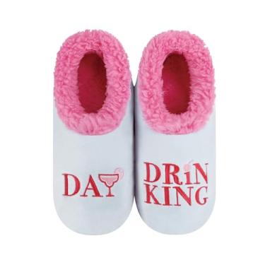 Imagem de Snoozies Par de meias femininas forradas com sherpa – Pantufas felpudas e fofas com sola antiderrapante – Pantufas femininas quentes, Ltblue-daydrnk, Large