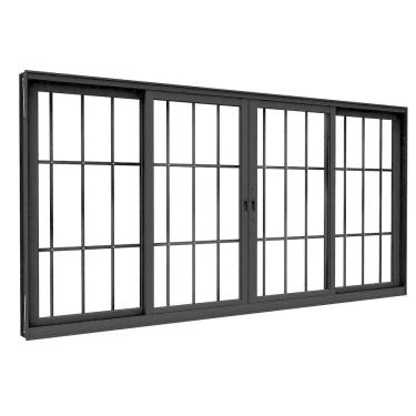 Imagem de Janela de Alumino de Correr Central 4 Folhas com Grade 100x200cm Lucasa Eccellente Preto