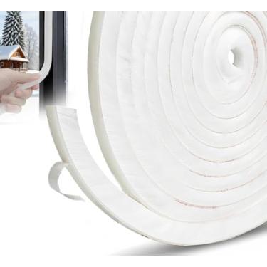 Imagem de Excluidor de rascunho de 4,9 m para janelas de portas, 0,9 cm x 2,3 cm, fita adesiva para remoção de intempéries, faixa de vedação autoadesiva, branca