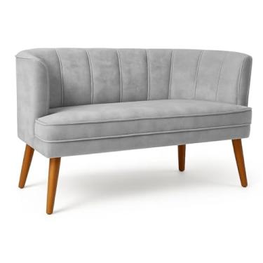 Imagem de Sofá Namoradeira Resistente para Clínica Confortável Tecido Veludo Sala de Espera MOBLAN decor (Cinza)