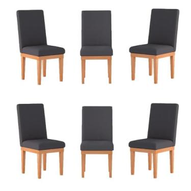 Imagem de Kit 6 Cadeiras de Jantar Reforçadas com Base em Madeira