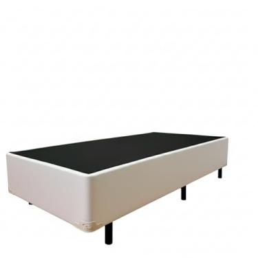 Imagem de Cama Box Solteiro 88 com Pés de Madeira (Corino, Branco)