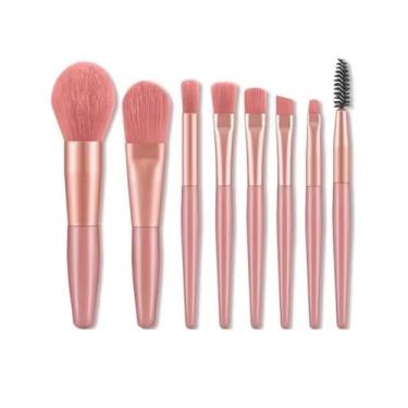 Imagem de Conjunto de 8 pincéis de maquiagem para viagem, mini pincéis de maquiagem para rosto, base, blush, sombra para os olhos