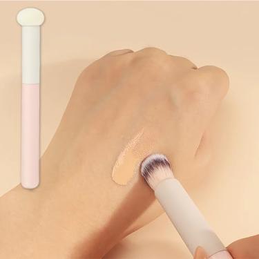 Imagem de Pincel corretivo multifuncional para manchas, iluminador e contorno, pincel de maquiagem de esponja macia para cobertura precisa (rosa)