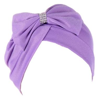 Imagem de Toucas de cabeça pré-amarradas para mulheres, laço de strass, sólido, torção, caveira, quimioterapia, câncer, turbante, chapéu