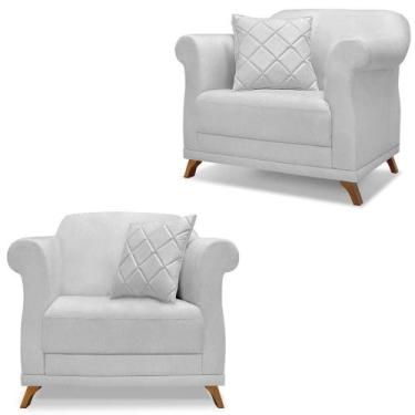 Imagem de Kit 2 Poltronas Decorativas Retro Polo Linho Grigio Ezz Grigio - MILAN