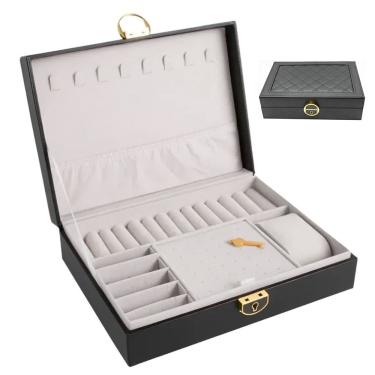 Imagem de Porta Joia Anel Brinco Pulseira Cordao Relogio Estojo Caixa Organizaçao Mesa Penteadeira Gaveta Acessorio