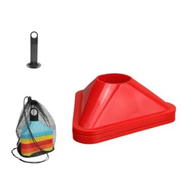 Imagem de Colaxi 10x Cones de Treinamento Triângulo de Futebol Placa de Prática de Treinamento Cruzado Marcador de Campo de Futebol para Tênis Esportes Jogos Adultos, Vermelho