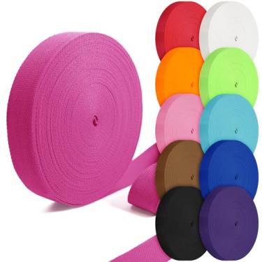Imagem de Grosun Correias de algodão 2,5 cm, 3,8 cm, 5 cm, 5 cm, tiras de lona para bolsas, 10 64 cm, 3,3 m, correias de algodão (rosa rosa, 3,5 polegadas x 10 jardas)