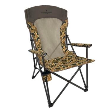 Imagem de Cadeira de acampamento Black Sierra – Cadeira dobrável portátil para gramado e praia com apoio de braço rígido acolchoado, encosto ventilado de malha, suporte para copos, bolsa de transporte – Suporta