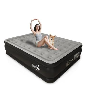 Imagem de HikerSKY Colchão de ar completo com bomba embutida, colchão inflável para casa, 3 minutos de inflação rápida e esvaziamento, cama de ar inflável, top de veludo fino, 18