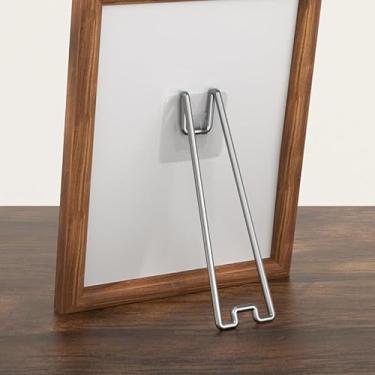 Imagem de Suporte adesivo para moldura, cavalete de foto de metal com autoadesivo para exibição de fotos, para porta-retratos de 22 a 36 cm de altura (prata, grande)