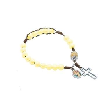 Imagem de Pulseira Terço da Mãe Rainha Amarelo Compacto - Zanato