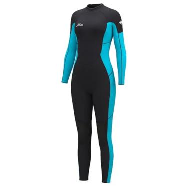 Imagem de Hevto Roupa de mergulho feminina de neoprene de 3/2 mm em água fria para surfe, natação, mergulho (W1-azul, 12S)