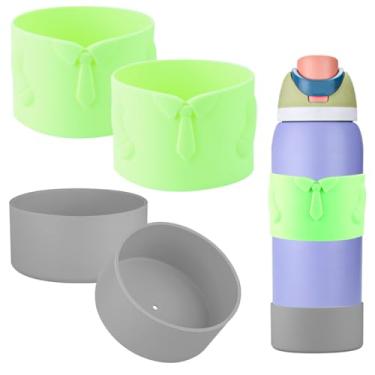 Imagem de Bota de silicone para garrafa de água Owala FreeSip de 947 ml, manga para garrafa de água Owala, proteção superior e inferior, capa protetora antiderrapante (verde/cinza, 940 g)