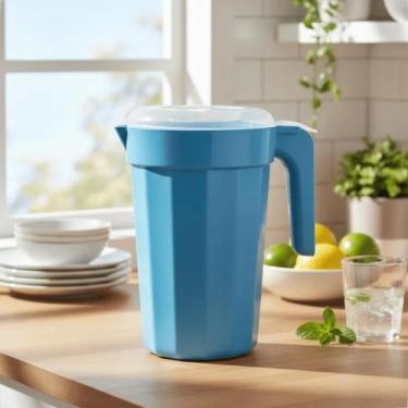 Imagem de Jarra 2L Plástica Tampa Transparente Ideal Para Cozinha e Geladeira - 