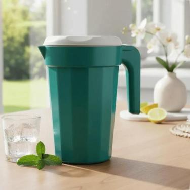 Imagem de Kit 10 Jarras Plásticas 2L Com Tampa Branca Para Água e Suco - GP Plás