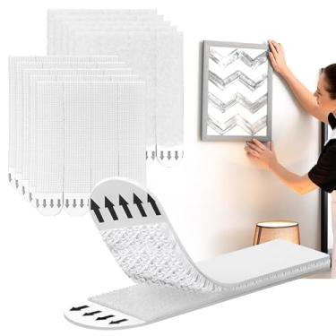 Imagem de 20 pares de 40 tiras grandes para pendurar fotos, kit de pendurar sem pregos, removível sem danos, design de ganchos pegajosos para o seu pôster na parede