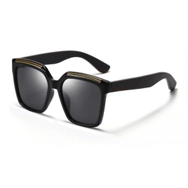 Imagem de HPIRME Óculos de sol masculino polarizado UV400, óculos de sol fashion, espelhado, esportivo, para dirigir (preto)