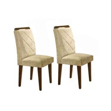 Imagem de Kit 2 Cadeiras Melissa Madeira Capuccino Linho Turim