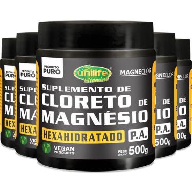 Imagem de Kit 5 Cloreto De Magnésio Hexahidratado P.A 500G Em Pó