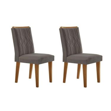 Imagem de Cadeira Sala De Jantar Alegra Madeira Kit 2 Un Capuccino - Veludo Grafite - Rufato