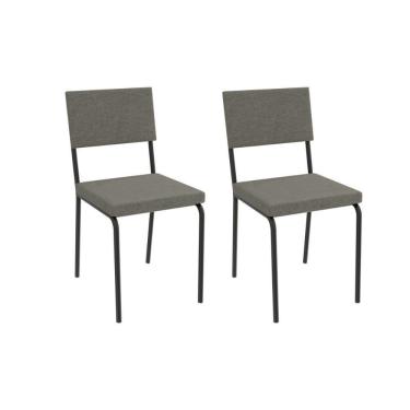 Imagem de Cadeira De Cozinha Zaria 2c128prf Aço Kit 2 Un Preto-linho Escuro - Kappesberg