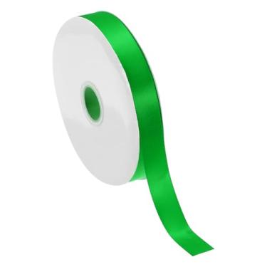 Imagem de PATIKIL Fita de cetim sólida de 1,5 cm x 60 metros, rolo de fita de tecido de poliéster face única para embrulho de presente, casamento, aniversário, buquê, laços de cabelo, decoração DIY, verde