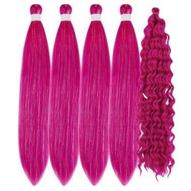 Imagem de Braiding Hair Leticia Hot Pink Tinsel pré-esticado de 26 polegadas