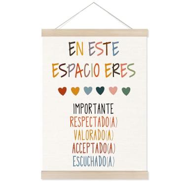 Imagem de Welshower Moldura espanhola para pôster de saúde mental, En Este Espacio Eres in This Space You Are impressões de arte de parede decoração para sala de aula terapia conselheiro calmante escritório