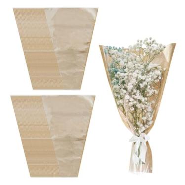 Imagem de Gainspra 50 sacos de flores para buquês, mangas de embrulho florais médias, 45 x 25 x 10 cm, papéis kraft marrons
