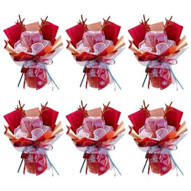 Imagem de Conjunto de embrulho de presente para Natal, embalagem de buquê de frutas festivas, papel de embrulho de férias, material decorativo para presentes, festa