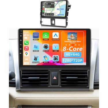 Imagem de Rádio estéreo 8Core 4G + 64G para Toyota Vios Yaris 2013 2014 2015 2016, sem fio, Android Auto, tela sensível ao toque de 10 polegadas, rádio veicular/Bluetooth/GPS/FM RDS/EQ/WiFi/EQ