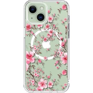Imagem de ICEDIO Capa para iPhone 15 com protetor de tela - compatível com carregamento sem fio, proteção aprimorada da câmera, ajuste fino - capa transparente com design floral moderno para mulheres - Flor de