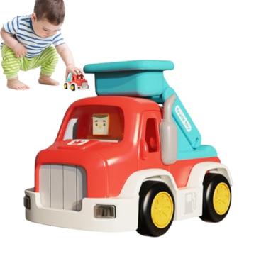 Imagem de Shakven Carro de construção para crianças, brinquedo de carro de construção infantil,Veículo de brinquedo de desenho animado com música e luz - Articulações móveis, carro puxado por inércia, brinquedo