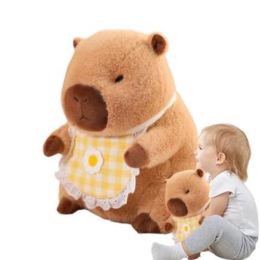 Imagem de Shakven Brinquedo de pelúcia Capivara, Pelúcia Capivara,Almofada Capivara Simulação de Bicho de Pelúcia com Babador - Brinquedo macio da boneca do luxuoso do descanso da boneca, brinquedo animal