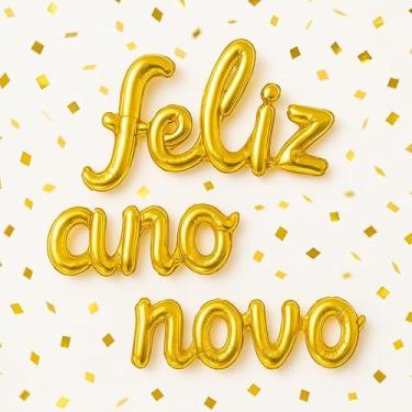 Imagem de Balão Feliz Ano Novo Metalizado 40cm Dourado – Decoração Festa Réveillon