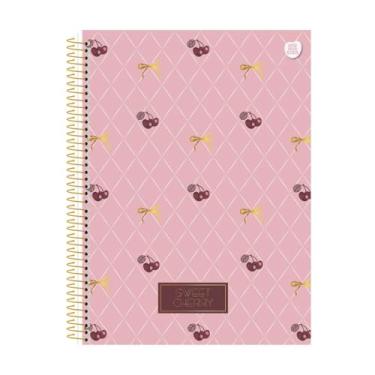 Imagem de Caderno Universitário Perfume Sweet Cherry - 10 Matéria 160 Folhas Animativa Papelaria Premium Cereja (Rosa xadrez)