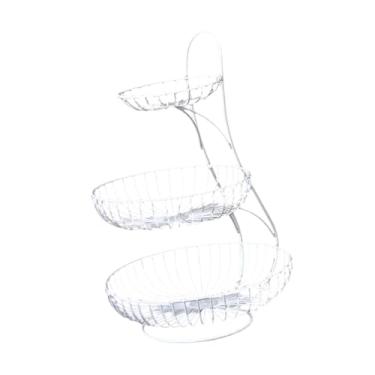 Imagem de WeiLaiKeQi Cesta de frutas de 3 níveis, cesta de vegetais, multifuncional, organizador de cozinha de arame de ferro e metal para lanches, pães, cebolas e