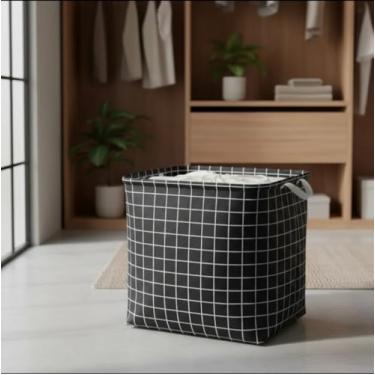 Imagem de Cesto Organizador Multiuso Dobrável Roupa Suja Brinquedos 100 Litros (Preto)