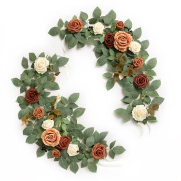 Imagem de Ling's moment 2 unidades, 60 cm, pôr do sol, terracota, flores artificiais, guirlanda, lanterna, centro de mesa, decoração de corredor de casamento, decoração floral, para placas, mesa, parede, janela