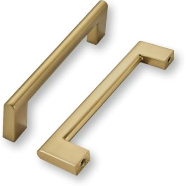 Imagem de khtumeware Pacote com 10 furos centrais de 8,5 cm, puxadores de armário resistentes de bronze champanhe, puxador de gaveta de cozinha, ferragens para banheiro, gaveta, armário, armário de porta