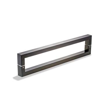 Imagem de Barra retangular quadrada de 30 cm de aço inoxidável moderna contemporânea maçaneta da porta de entrada de vidro deslizante porta de celeiro interior exterior puxador de porta preta fosca acabamento