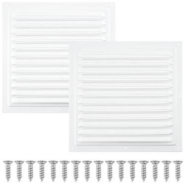 Imagem de 2 peças de ventilação de sótão aberturas de ventilação de parede de alumínio ventilação de galpão de metal com tela grade de ventilação quadrada para porta exterior casa sótão garagem teto (branco