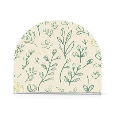 Imagem de Wassud Simple Line Art Leaves Suporte de guardanapo de acrílico, dispensador de guardanapo de papel moderno em forma de U para mesa, cozinha, sala de jantar, bancada 1 peça (comporta 50-60 guardanapos